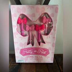 Eccolo Pretty In Pink PINK BOW Pens Set Of 4 In Box Shabby Chic Coquette NEW